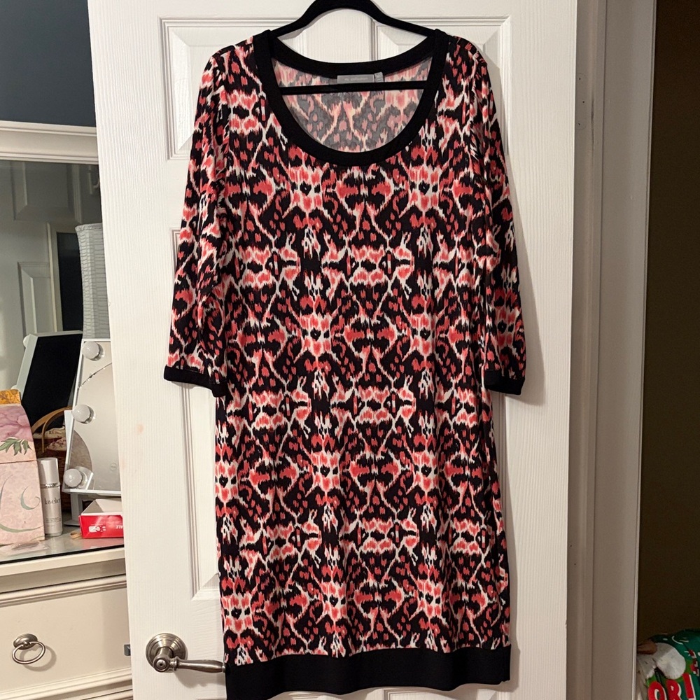 NY Collection Black and Pink Long Sleeve Dress